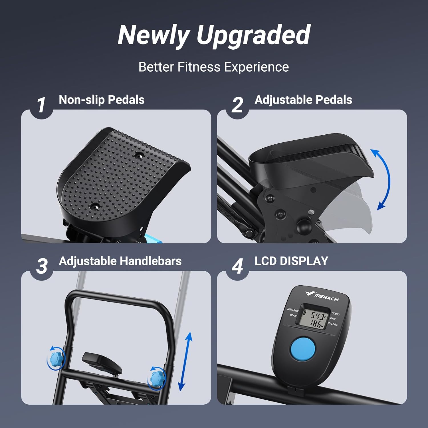 Stair Stepper with Handlebar, LED Display, 300LBS Capacity, Climber Exercise Machine for Workouts, Home Fitness Equipment for Women&Men