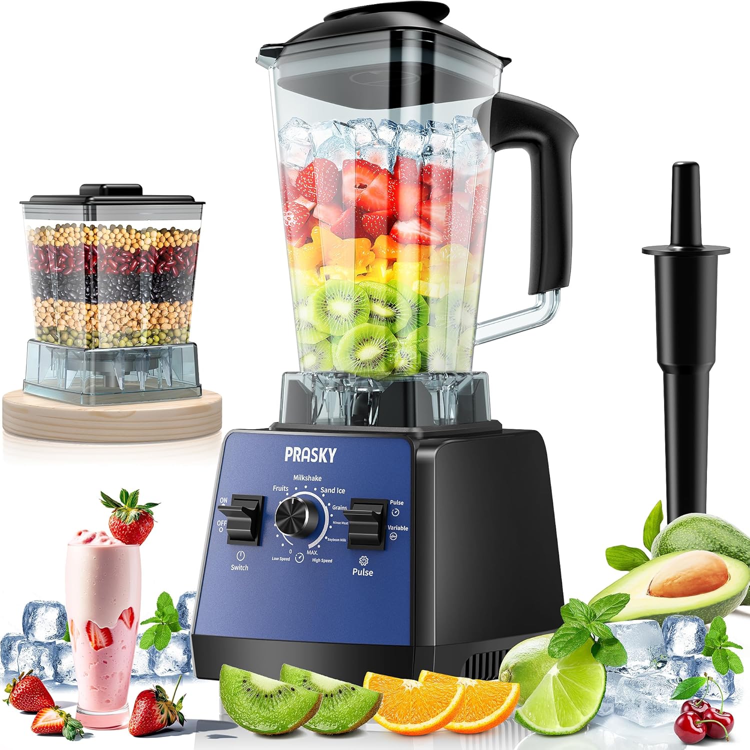 Professional Blender,Smoothies Blenders, Max.2400Watts/1000Watts Blender and Grinder Combo 25000RPM Powerful Kitchen 68oz BPA Free 2 Containers Countertop Blenders Ice Crushing, Juice