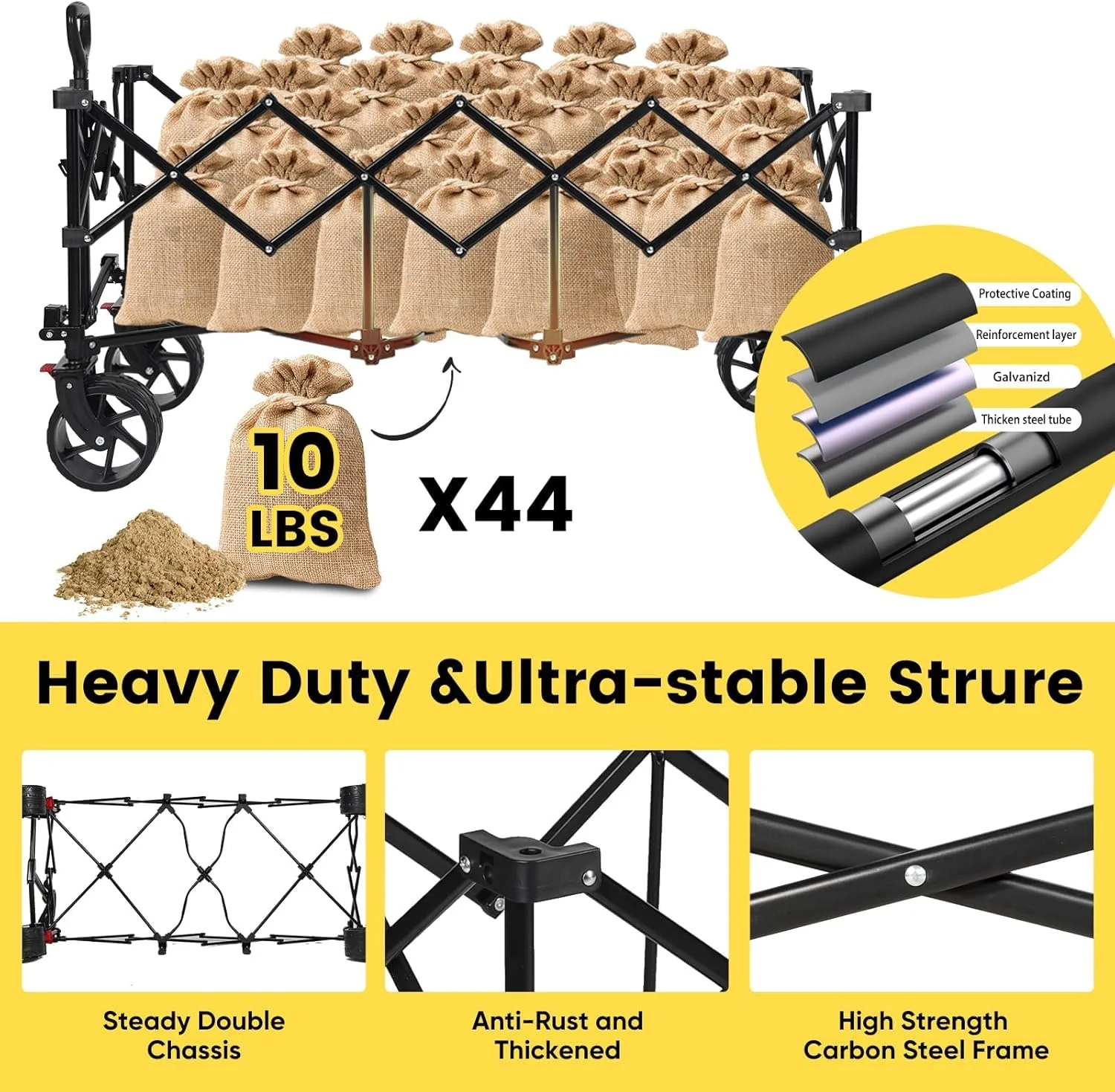 48''L Collapsible Foldable Extended Wagon