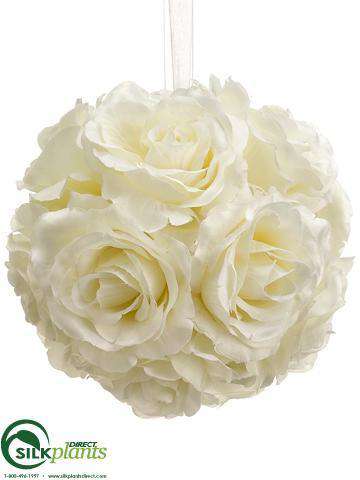 Silk Plants Direct Rose Kissing Ball - White - Pack of 6