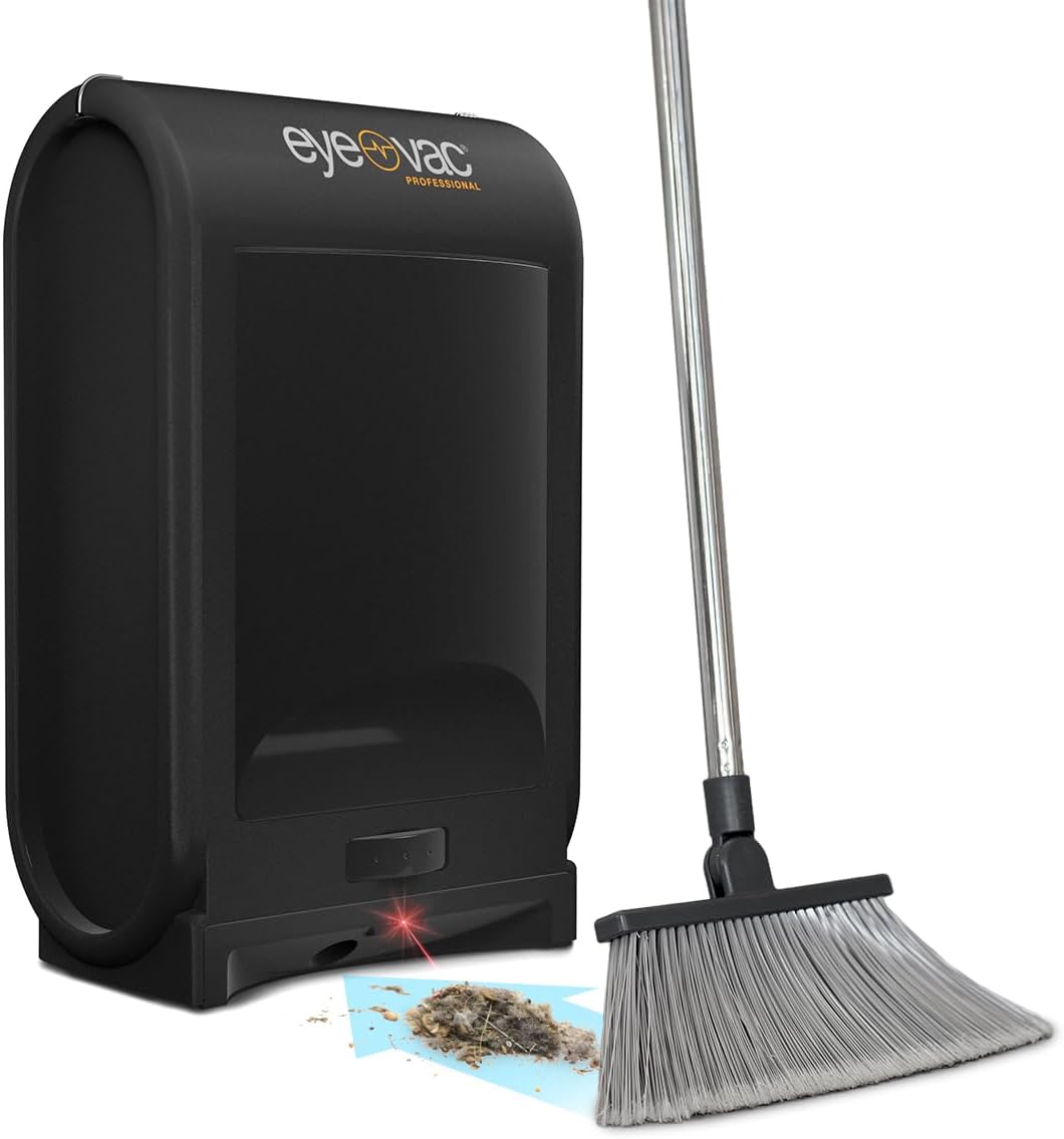 EyeVac Pro Touchless Vacuum Automatic Dustpan - Ultra Fast & Powerful - Great for Sweeping Salon Pet Hair Food Dirt Kitchen, Corded Canister Vacuum, Bagless, Automatic Sensors, 1400 Watt (White)