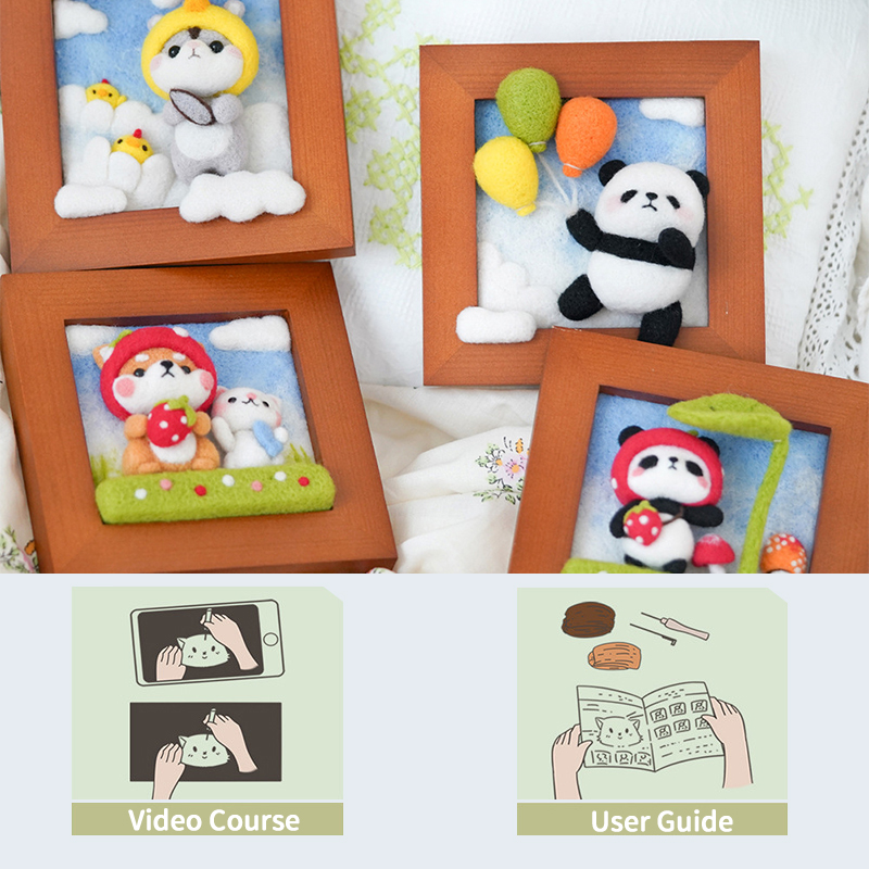 Feltedjoy - Animal Painting Needle Felting Kit - Green Umbrella Panda