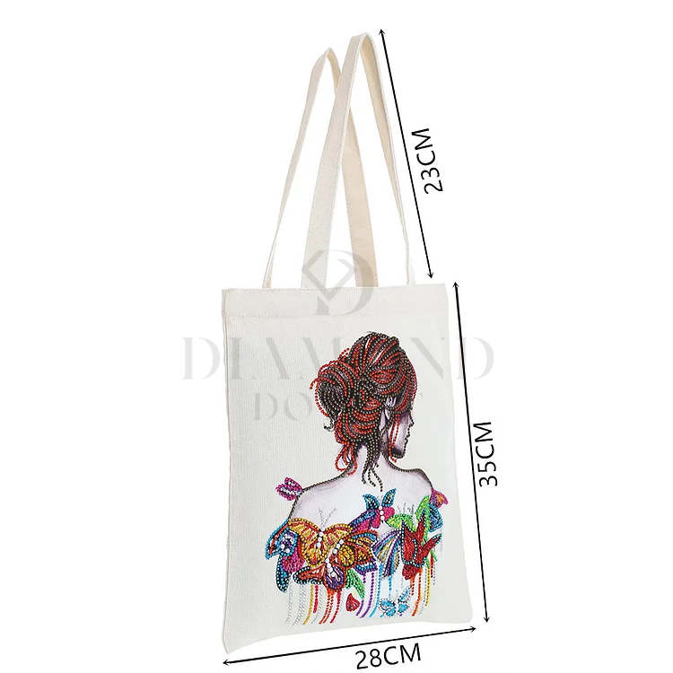DIY Diamond Painting Canvas Tote Bag - Girl's back