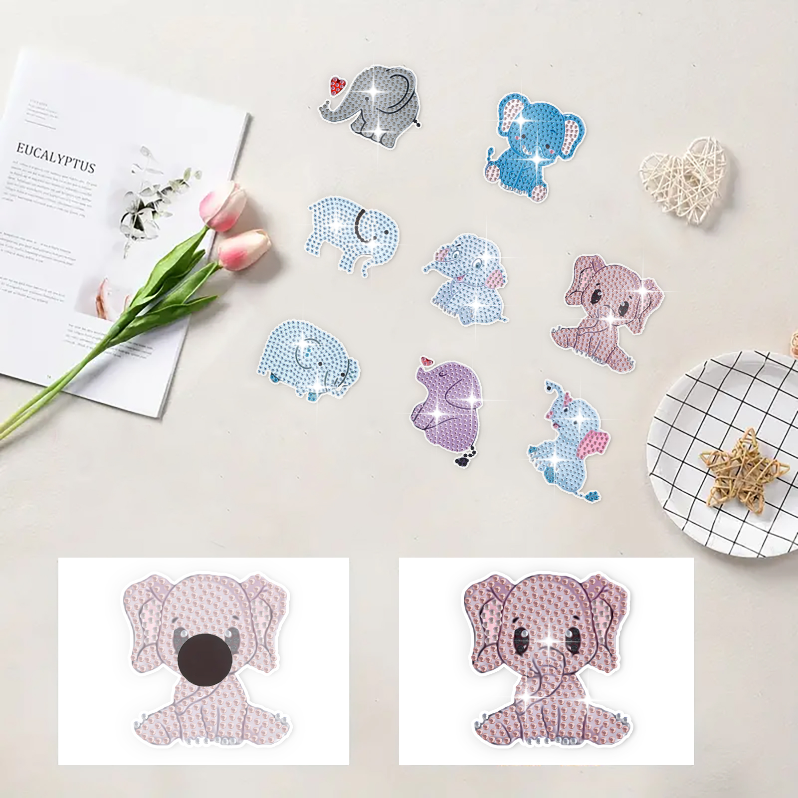 DIY Diamond Painting Fridge Stickers - Baby Elephant