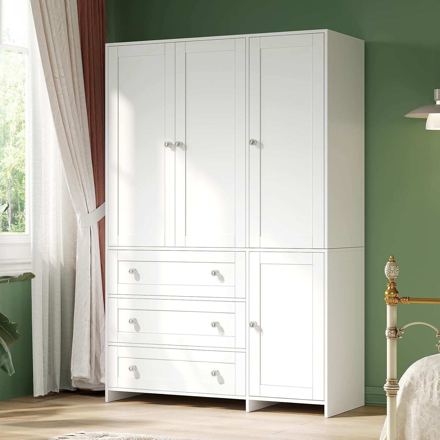 Armoire Wardrobe Closet with Drawers and Mirror, 71