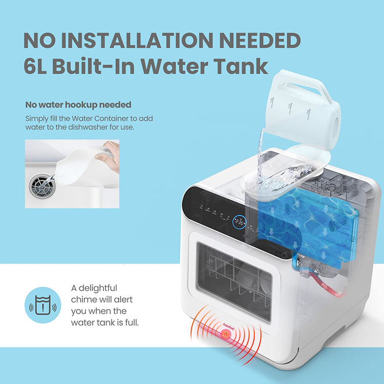 Mini Dishwasher | Compact Table Top Dishwasher with 3 Place Settings, 7 Programmes, Touch Control, LED Display, Delay Start and Off-peak Wash Function🔥Hot Sale🔥