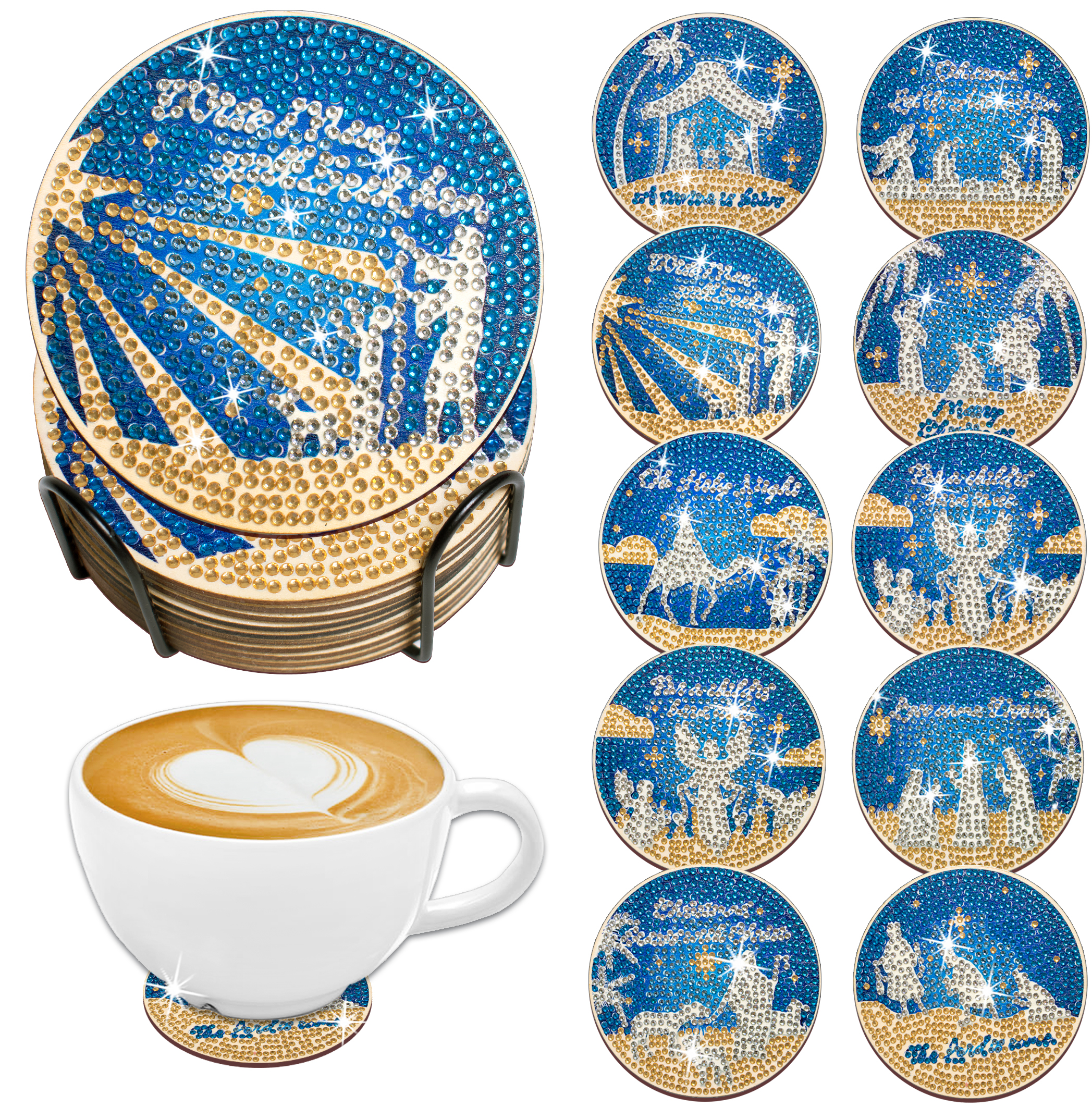 DIY Blue Christmas A Diamond Painting Coasters