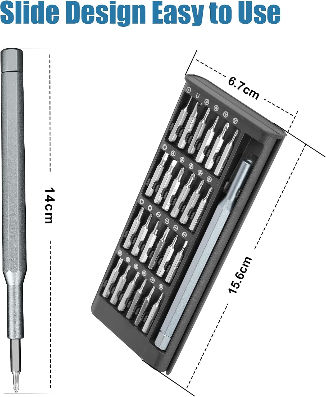 24-in-1 Professional Precision Magnetic Screwdriver Set, Small Screw Driver Set Kit for Fixing Electronics, Mini Tool Kits for Computer Repair, Phone, Watch, Laptop, PCs, Eyeglass- Alloy Tool Steel