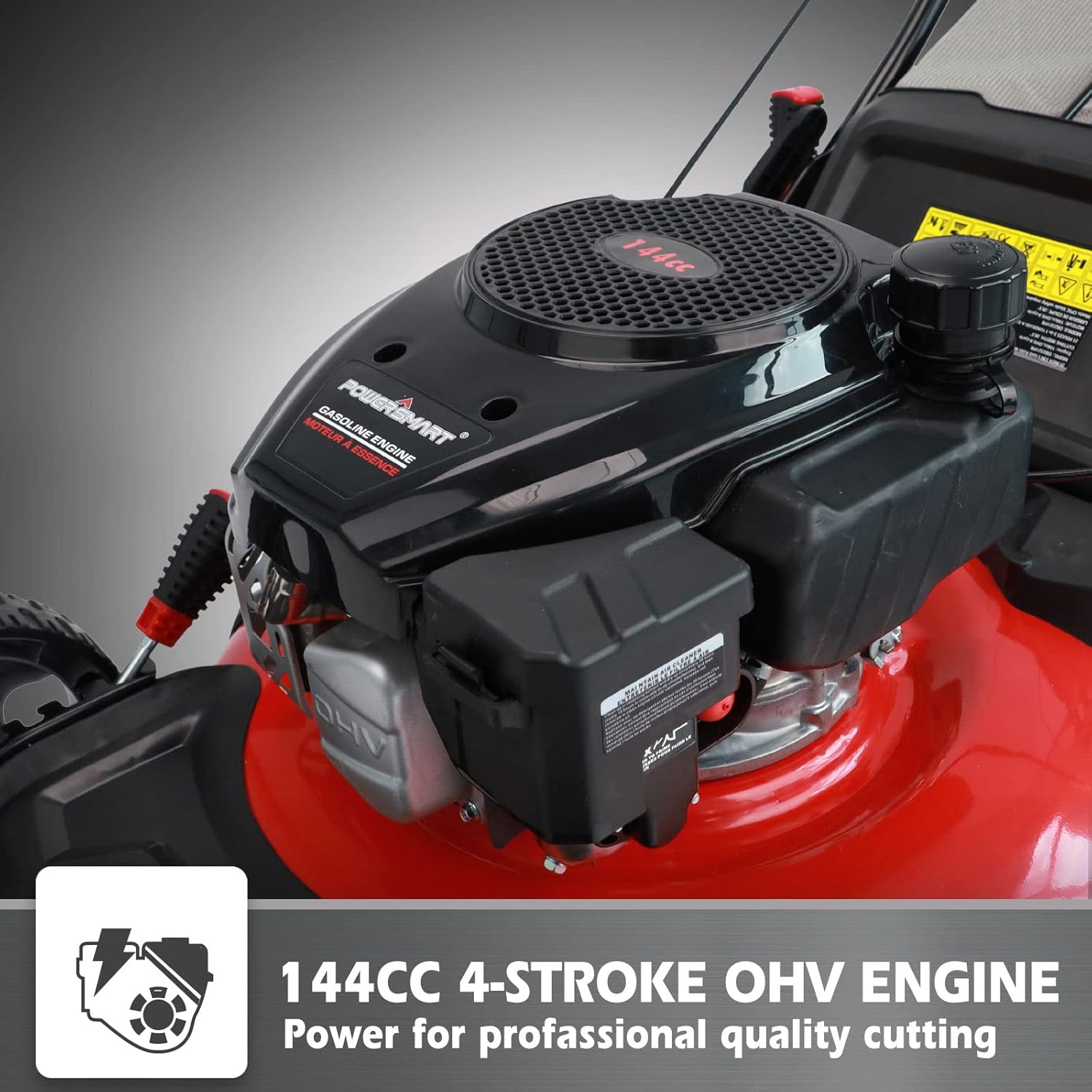 Gas Lawn Mower 21-Inch 144cc OHV Engine 3-in-1 Push Mower with Bagging