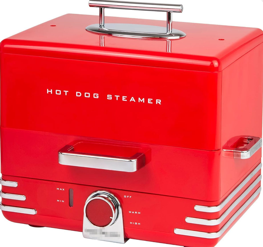 Extra Large Diner-Style Steamer 20 Hot Dogs and 6 Bun Capacity, Perfect for Breakfast Sausages, Brats, Vegetables, Fish