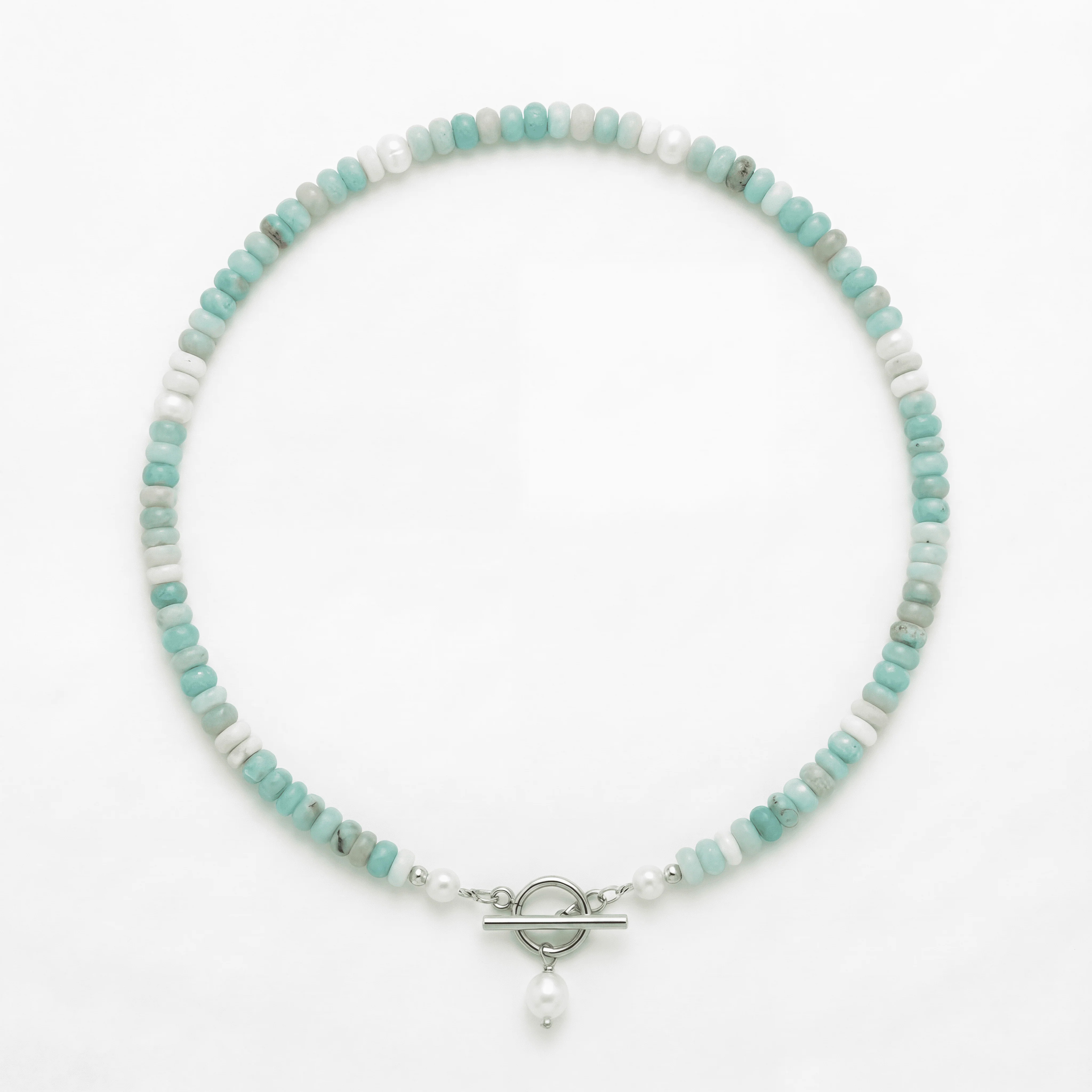 Turquoise Bead Pearl Necklace