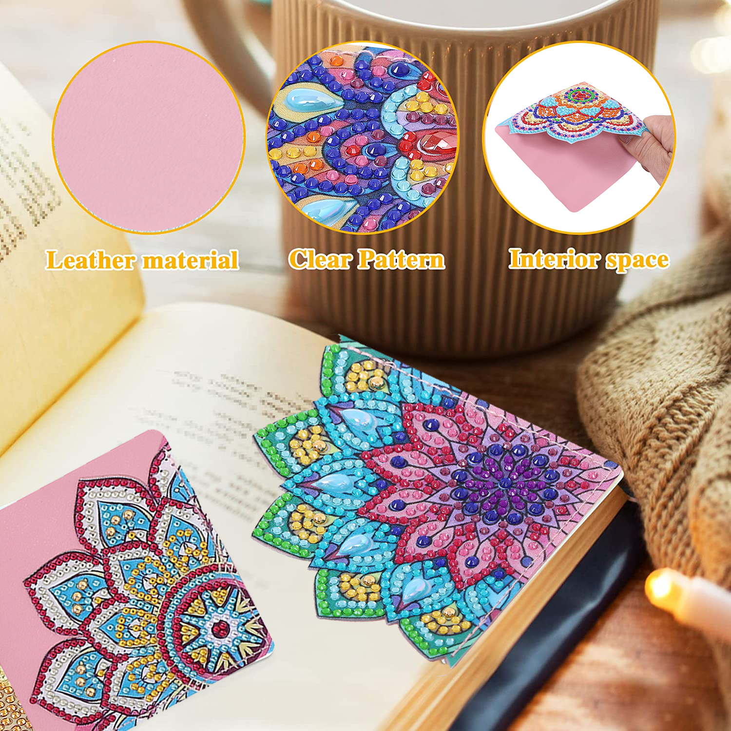 DIY Diamond Painting  Corner Bookmark - 8 Pcs Mandalas A