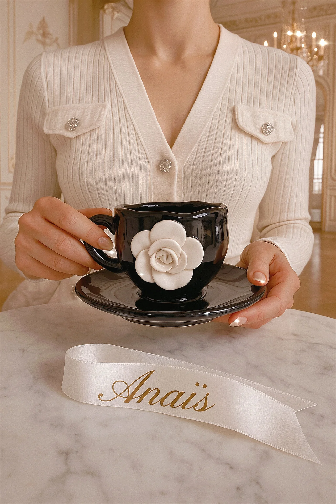 Camellia Romance Ceramic Tea/Coffee Cup Set of 2