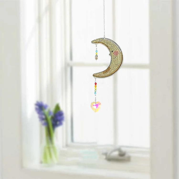 DIY Diamond Painting Wind Chime - Moon