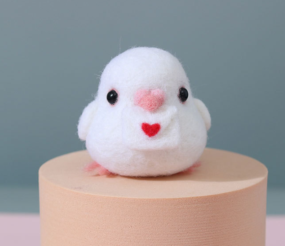 FeltingJoy - Bird Needle Felting Kit - White Pigeon