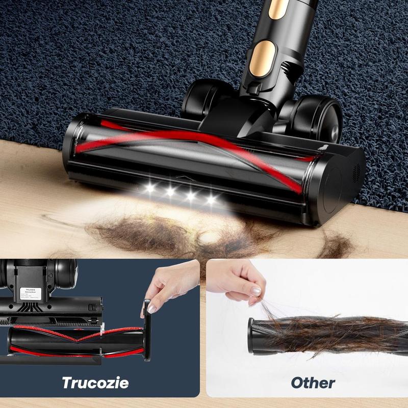 Trucozie Cordless Vacuum Cleaner, 45Kpa 50 Mins Runtime Self-Standing Stick Vacuum Cleaners for Home, Powerful Suction, Lightweight, LED Touch Screen 8 in 1 Vacuum for Pet Hair, Carpet, Hardwood Floor