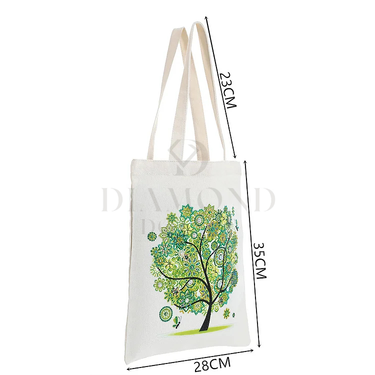 DIY Diamond Painting Canvas Tote Bag - Green Tree