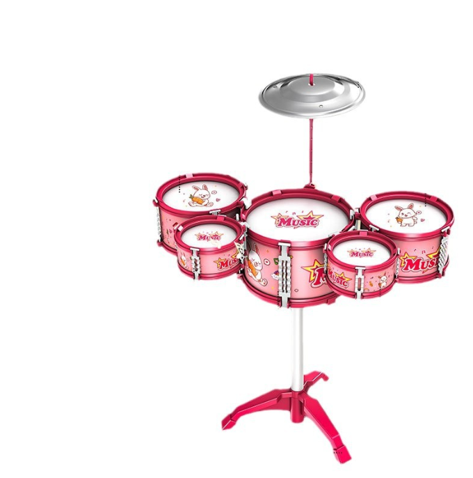 Kids Cartoon Drum Set Toy – Mini Jazz Drum Kit with Sticks & Pedal for Ages 1-6