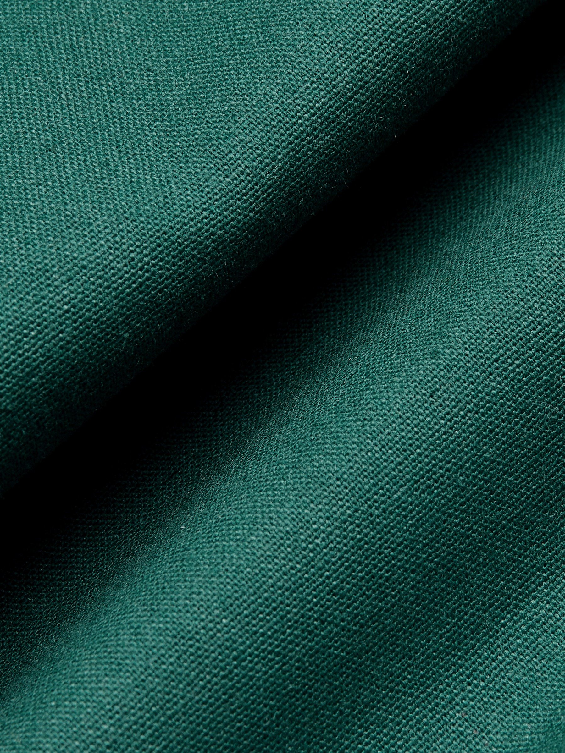 Maxi Linen Dress, 3/4 Sleeves, Square Neck, Button Down, Linen Blend, Green