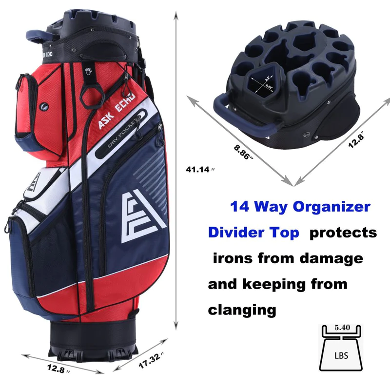 ⚡Clearance Sale🏌 Askecho T-LOCK 2.0 Golf Cart Bag 14 Way Organizer Divider Silent Top / Navy(🔥Buy two for free shipping).