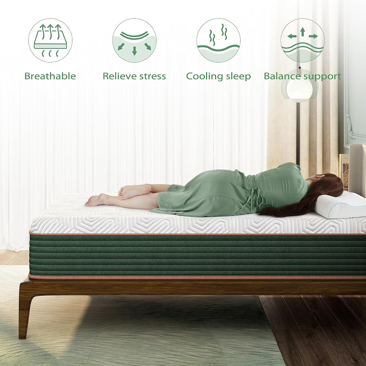 Queen Size Mattress Gel Memory Foam Mattress with Individual Pocket Springs, Hybrid Mattress in a Box