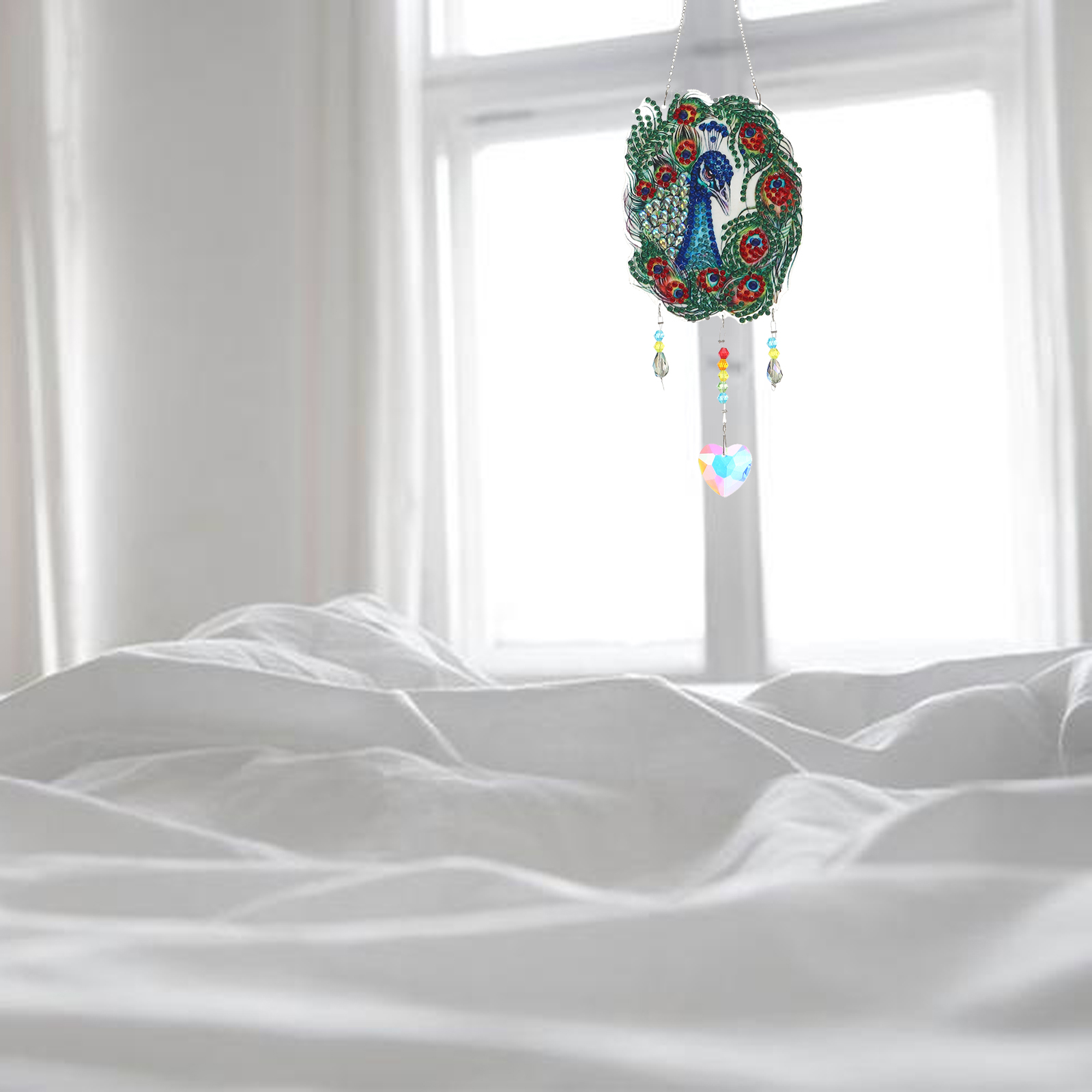 DIY Diamond Painting Wind Chime - Peacock