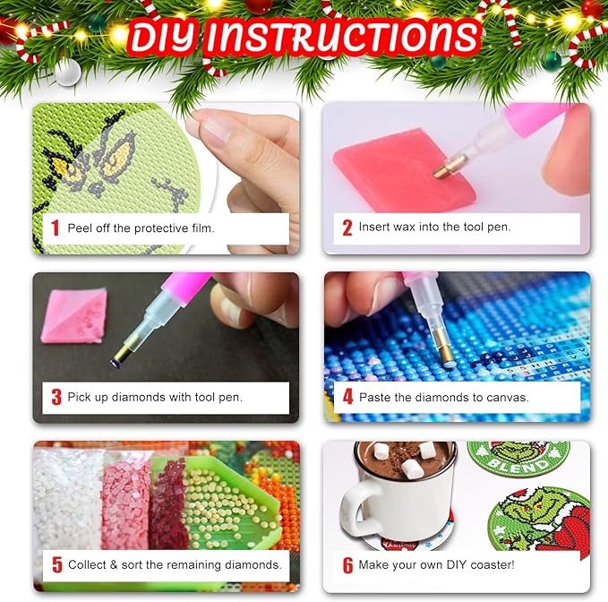 DIY Blend Christmas  Diamond Painting Coasters