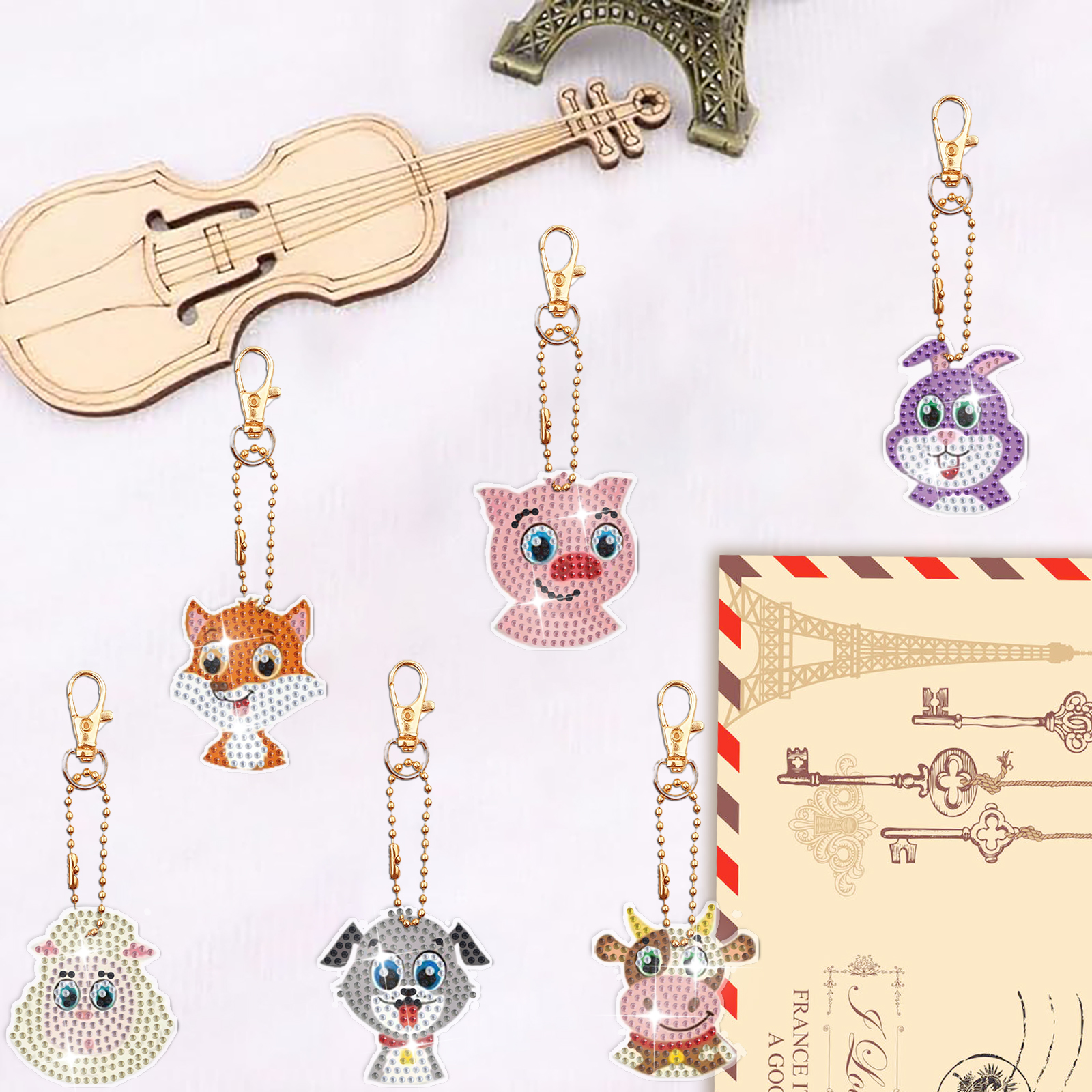 DIY Diamond Painting Keychain - Animals C