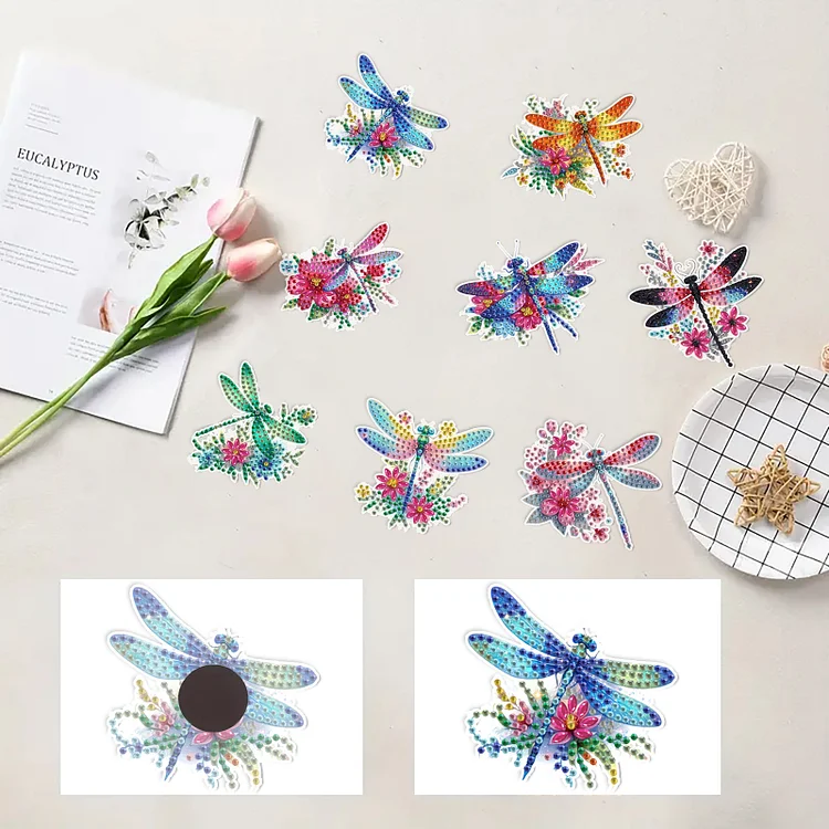 DIY Diamond Painting Fridge Stickers - Dragonflies
