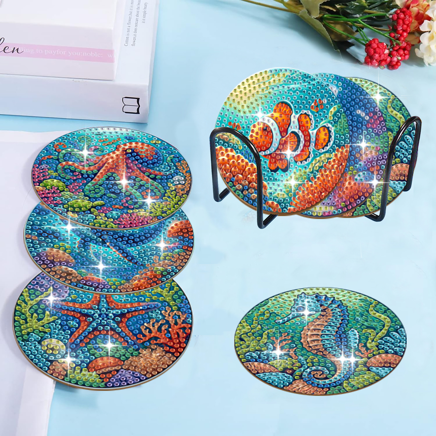 DIY Marine F Diamond Painting Coasters
