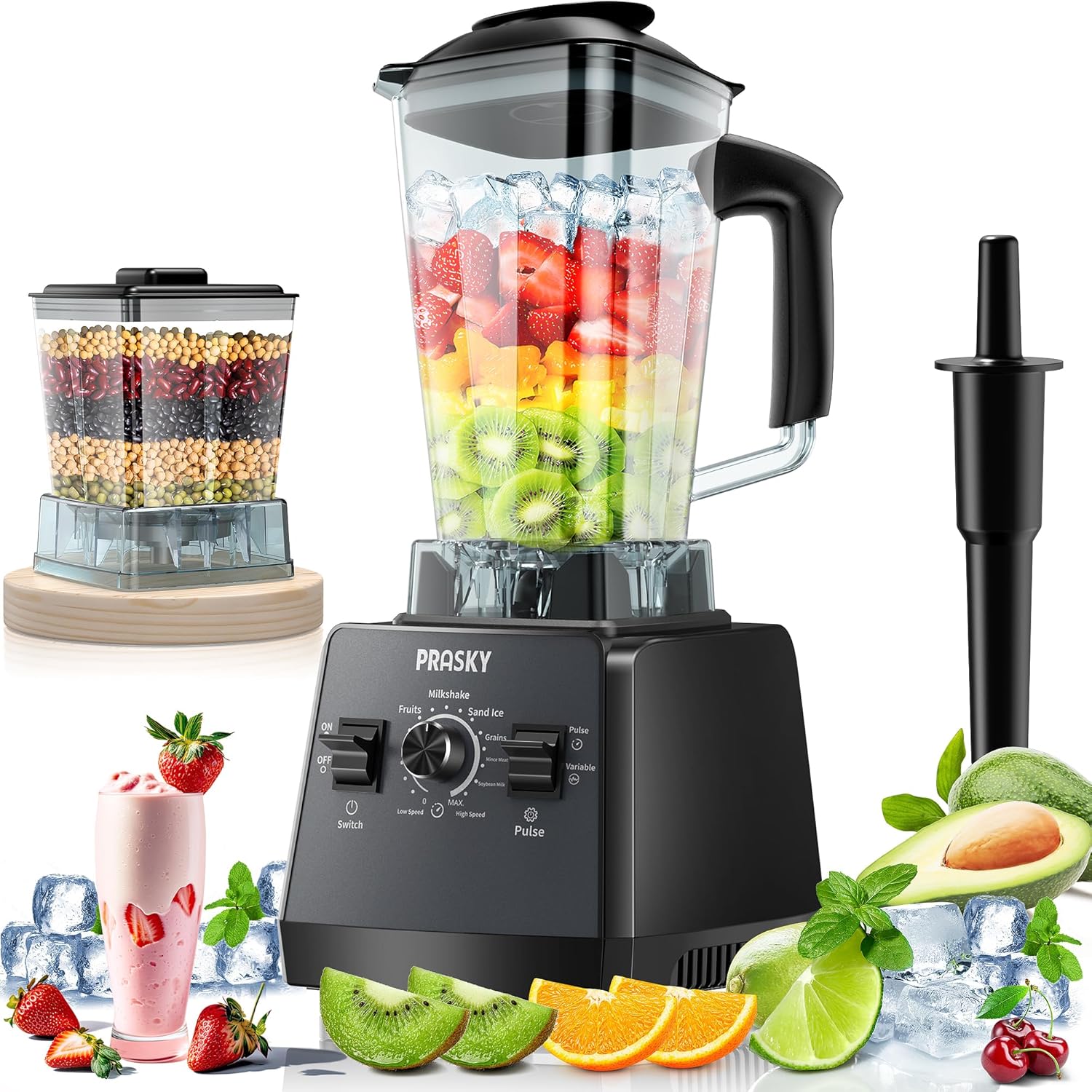Professional Blender,Smoothies Blenders, Max.2400Watts/1000Watts Blender and Grinder Combo 25000RPM Powerful Kitchen 68oz BPA Free 2 Containers Countertop Blenders Ice Crushing, Juice