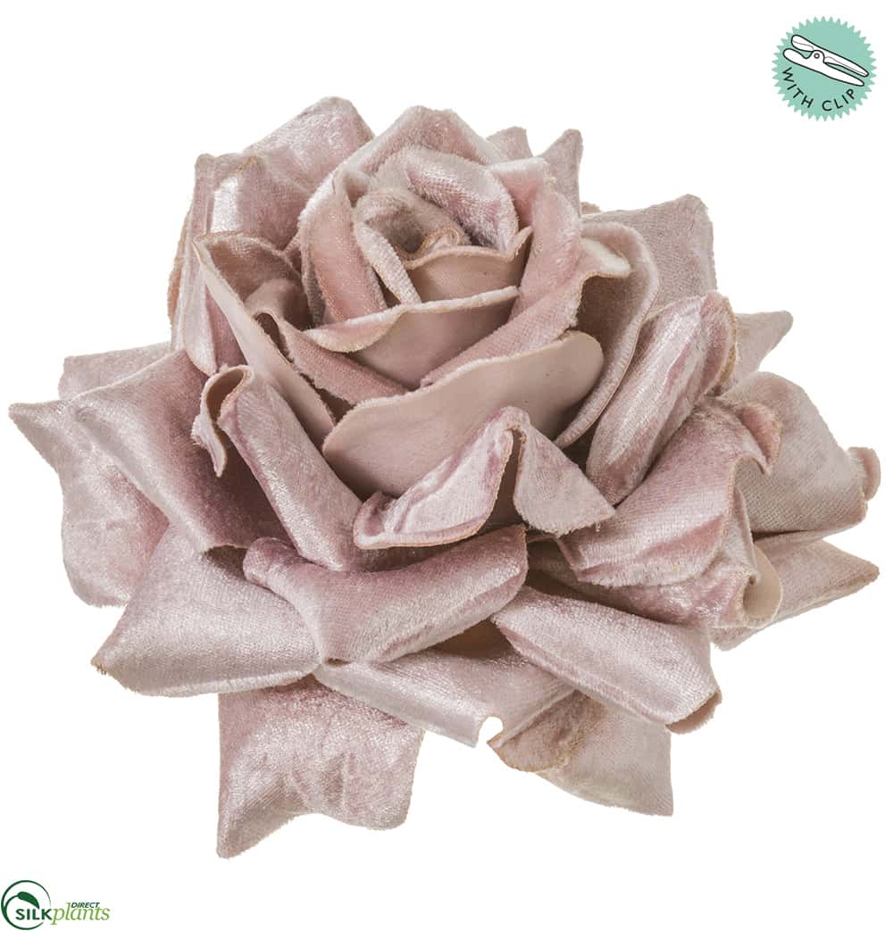Silk Plants Direct Velvet Rose With Clip - Vanilla Gold - Pack of 12