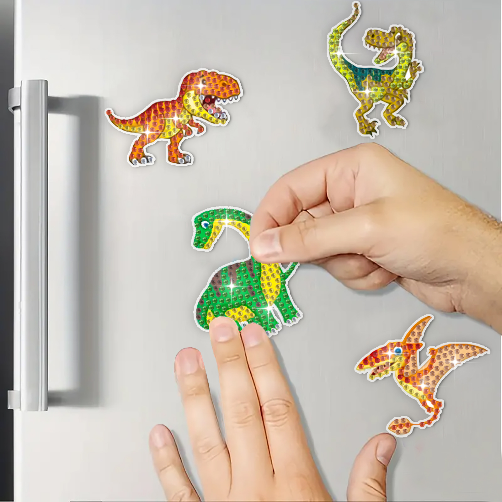 DIY Diamond Painting Fridge Stickers - Dinosaurs