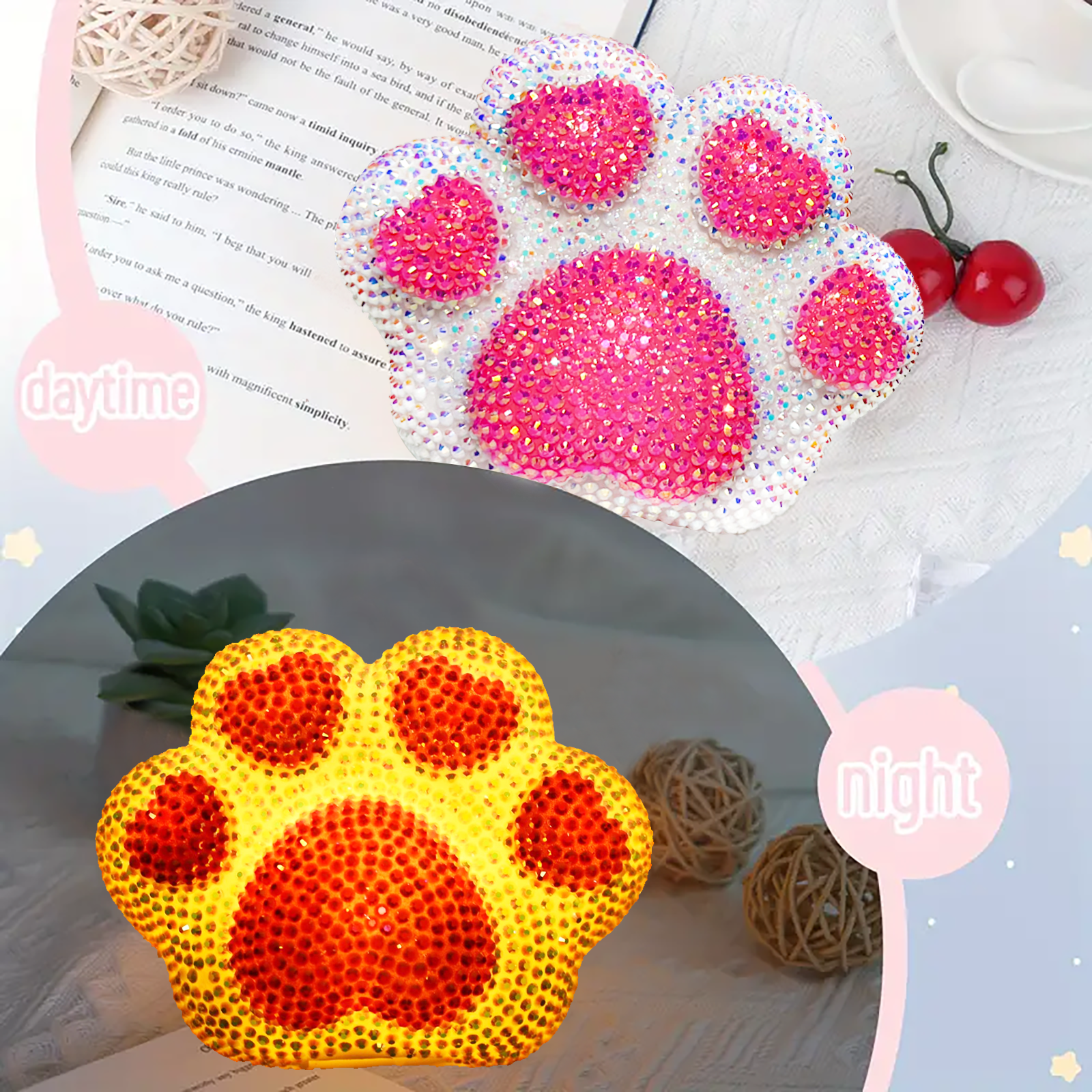 DIY Diamond Painting Night Light - Paw