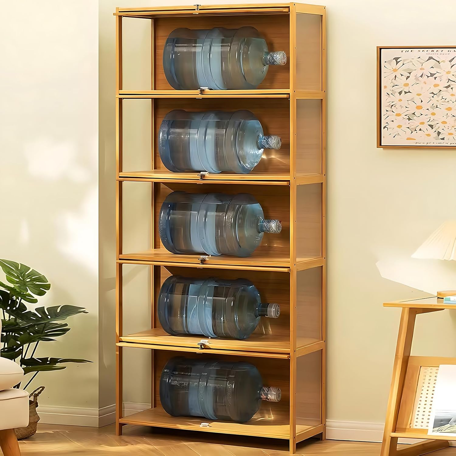 Flip-top display cabinet with lights
