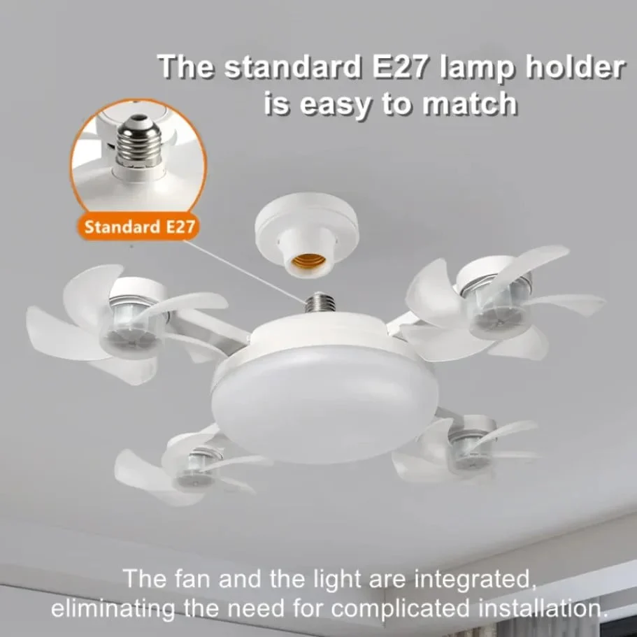 2-in-1 E27 Ceiling Fan Light with Remote Control