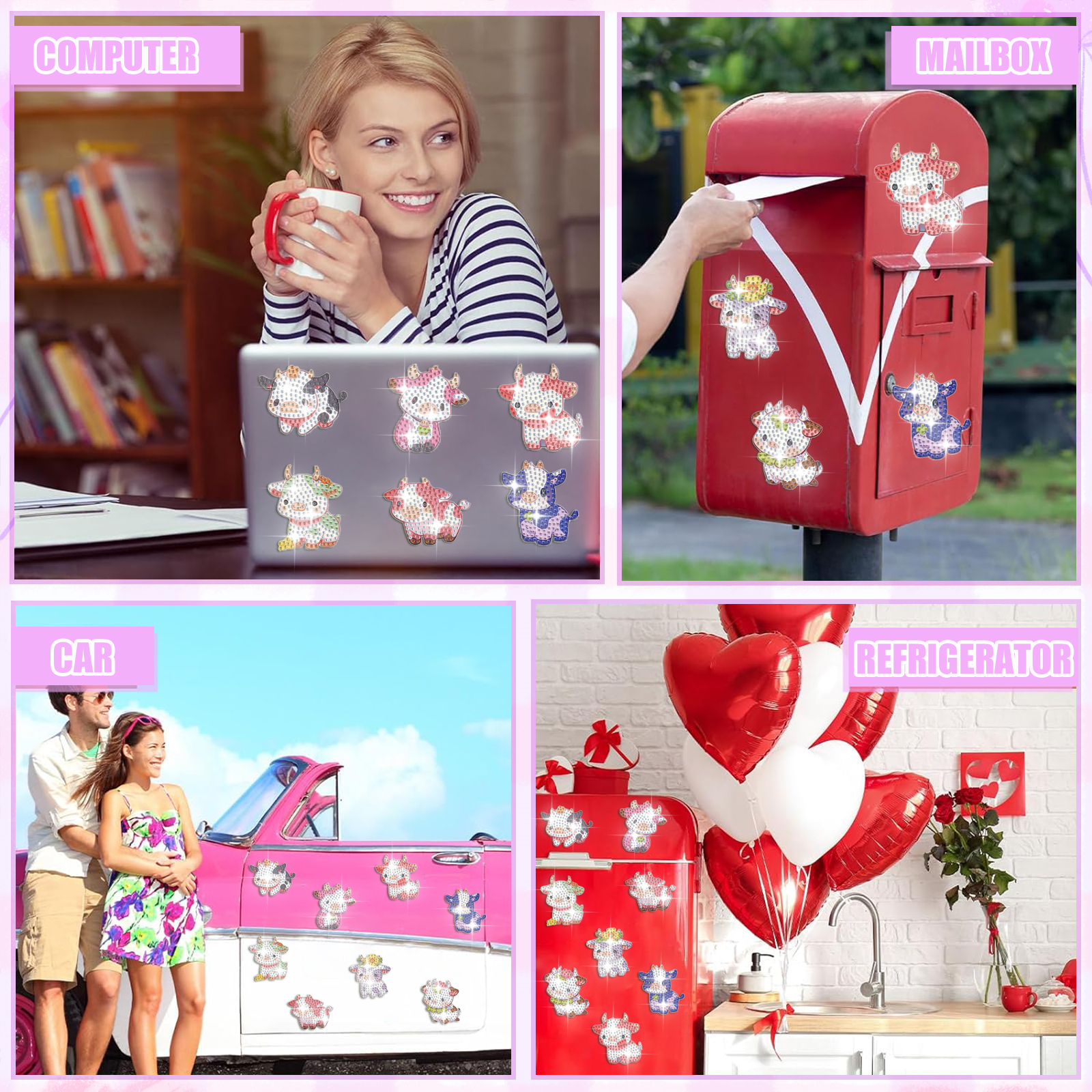 DIY Diamond Painting Fridge Stickers - Cow