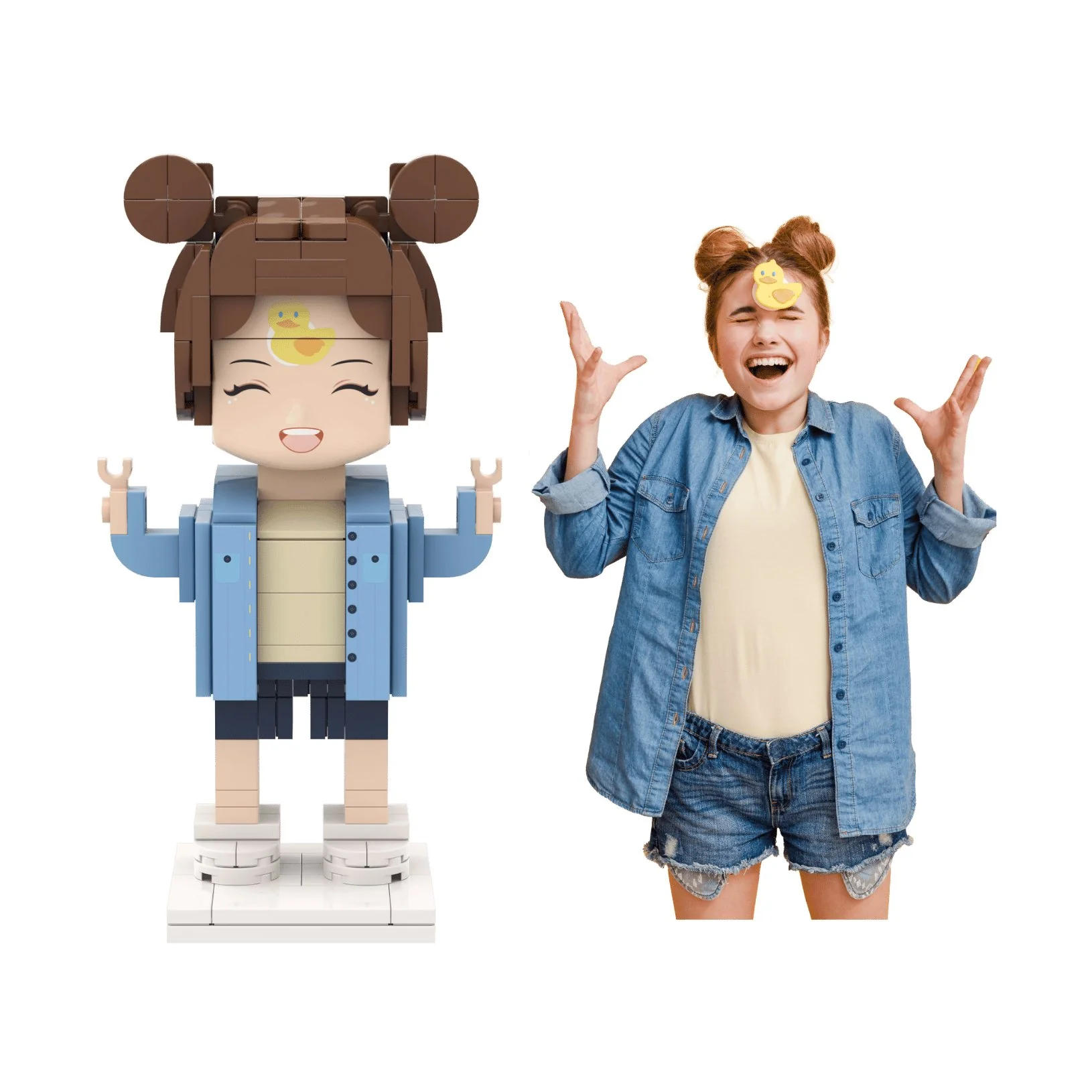 [ROUNDME] Photo Customizable Block Single Brick Figure For Girls