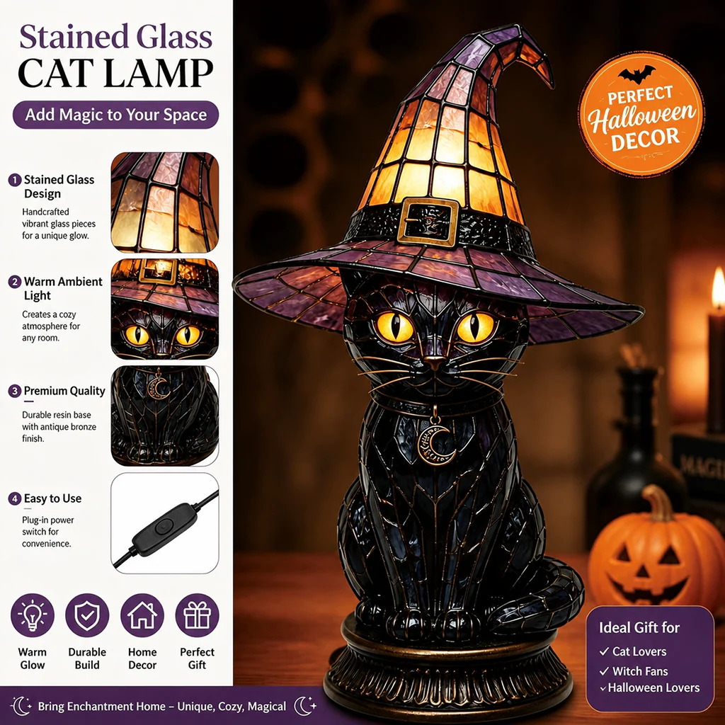 🎁Last Day 50% OFF -🔥💝Magical Black Cat Witch Lamp