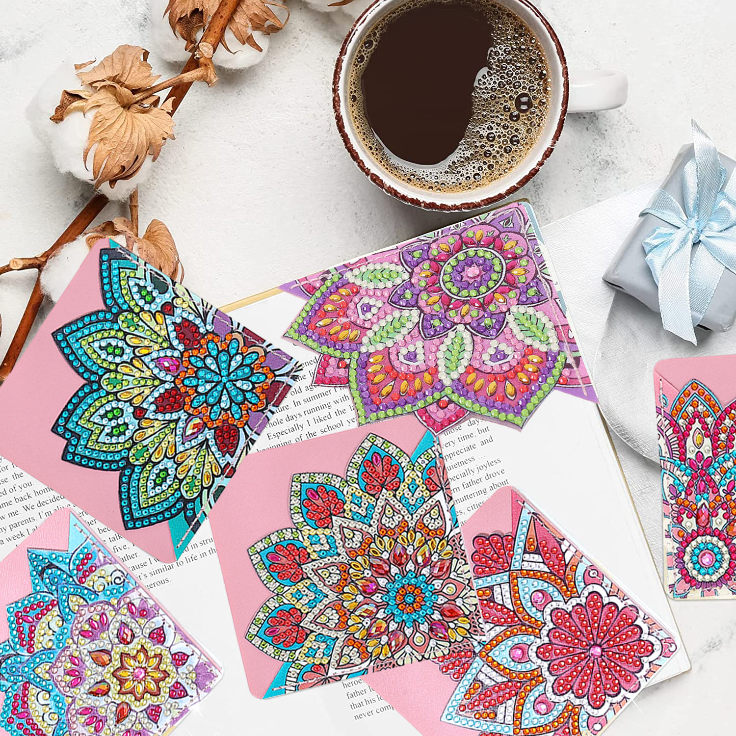 DIY Diamond Painting  Corner Bookmark - 8 Pcs Mandalas B