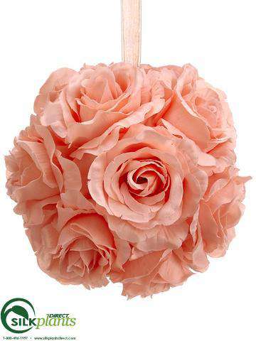 Silk Plants Direct Rose Kissing Ball - White - Pack of 6