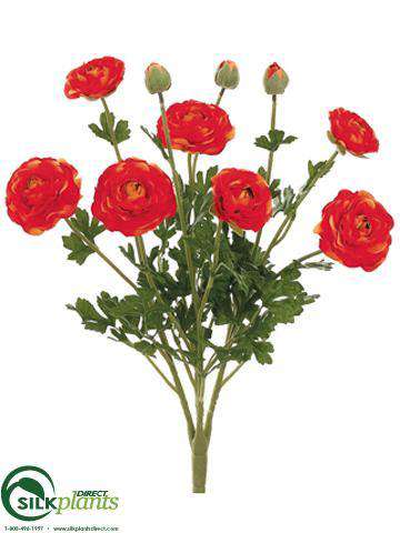 Silk Plants Direct Ranunculus Bush - Burgundy Two Tone - Pack of 6