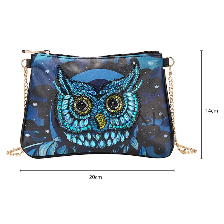 DIY Diamond Painting Leather Bag - Blue Owl