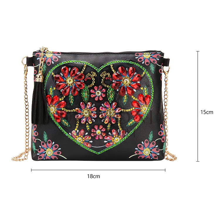 DIY Diamond Painting Leather Bag - Peach Heart