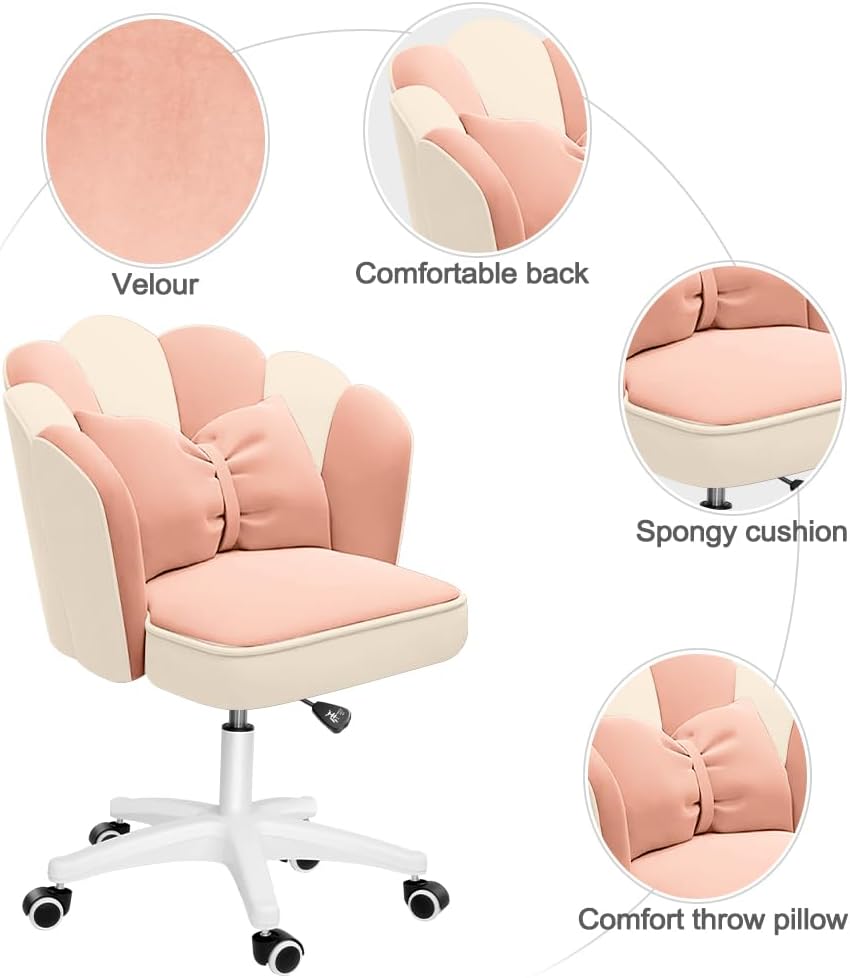 Office Chair Cute Petal Desk Chair, Modern Fabric Home Butterfly Chairs Height Adjustable Chair Makeup Chairs Computer Chairs