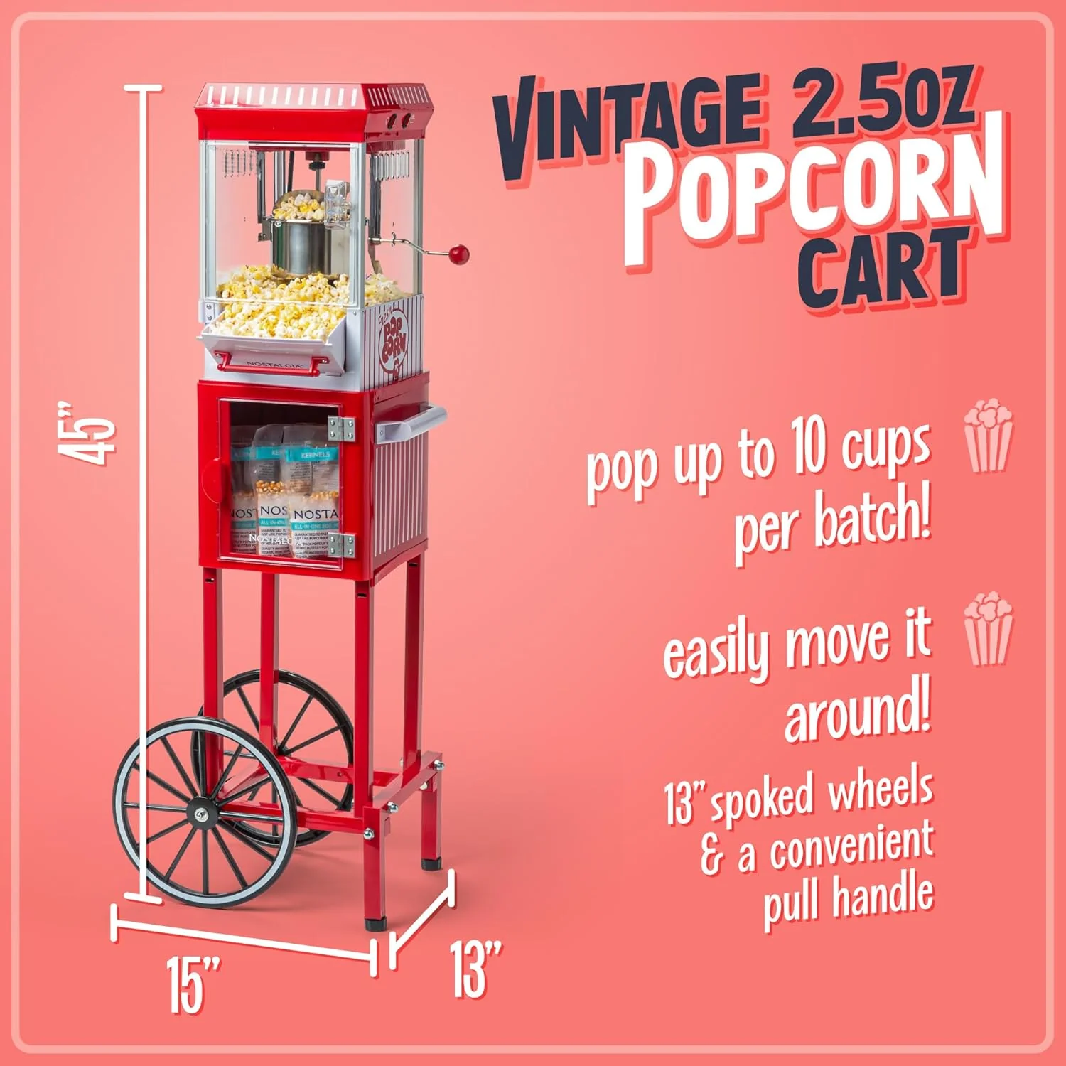 Nostalgia Popcorn Maker Machine - Professional Cart