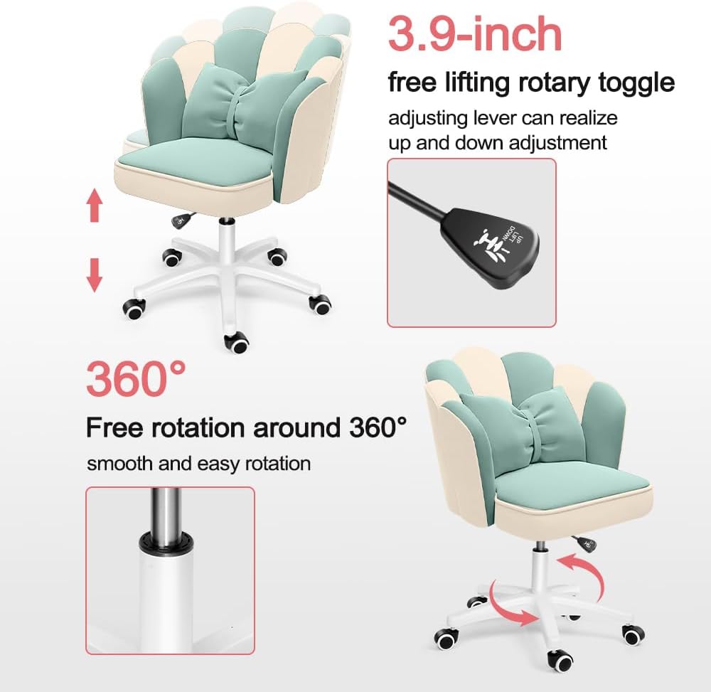 Office Chair Cute Petal Desk Chair, Modern Fabric Home Butterfly Chairs Height Adjustable Chair Makeup Chairs Computer Chairs