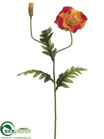 Silk Plants Direct Poppy Spray - Cream - Pack of 12