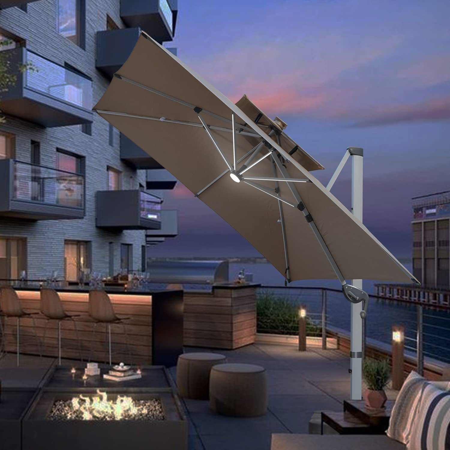 Solar Powered LED Patio Umbrella