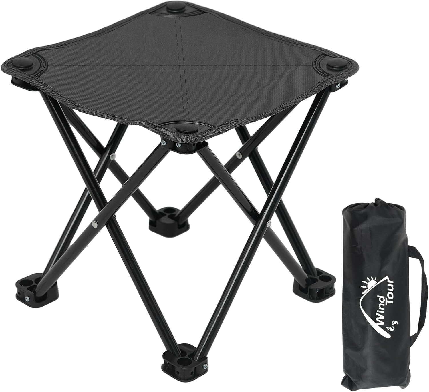 Wind Tour Portable Folding Camping Stool Outdoor Camping Lightweight Samll Chair for Fishing Hiking Gardening and Beach with Carry Bag (13.0”X13.0” Large Blue -1)